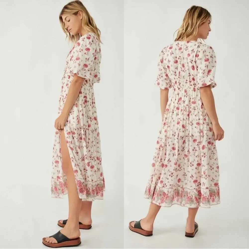 Free People Dainty Ethereal Cottage Floral Lysette Maxi Dress Medium Bohemian - Picture 7 of 15